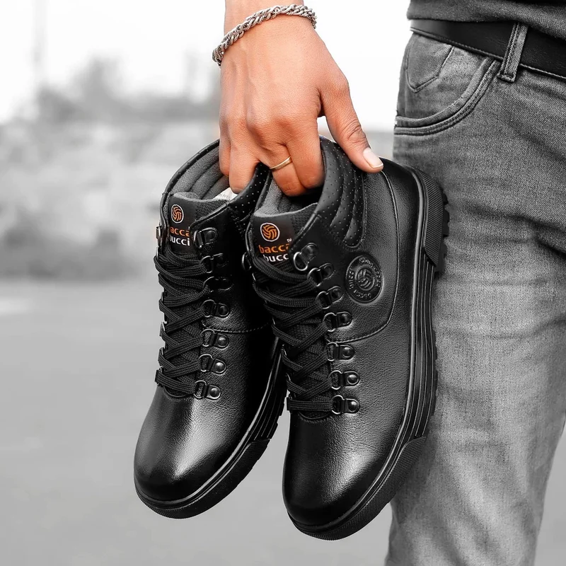 Bacca Bucci Black Trooper Combat Derby Boots for Men | Best Price UAE